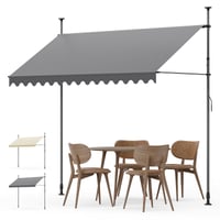 Copertină de balcon YEAUPE PRO cu fixare fără găurire, cu manivelă manuală, rezistentă la UV și hidrofugă, înălțime reglabilă, gri închis, 300 x 180 1