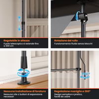 Copertină de balcon YEAUPE PRO cu fixare fără găurire, cu manivelă manuală, rezistentă la UV și hidrofugă, înălțime reglabilă, gri închis, 300 x 180 3