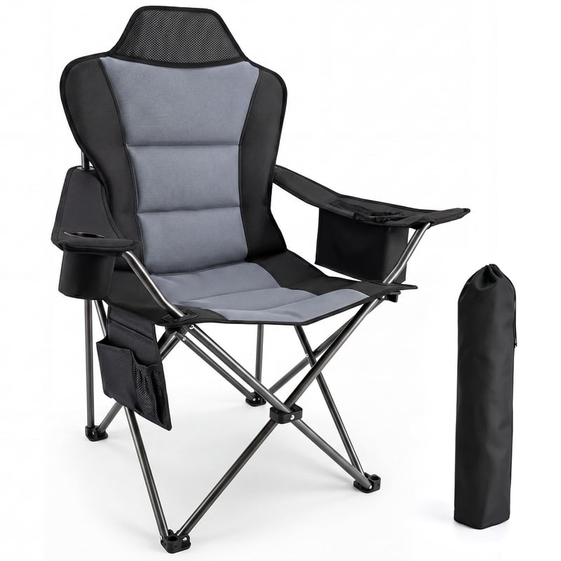 Scaun de camping pliabil YEAUPE PRO, căptușit, confortabil, capacitate de susținere 150 kg, scaun portabil pentru camping