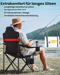 Scaun de camping pliabil YEAUPE PRO, căptușit, confortabil, capacitate de susținere 150 kg, scaun portabil pentru camping 4