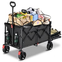 Skladací záhradný vozík YEAUPE PRO, objem 240 l, nosnosť 200 kg, s terénnymi kolesami a brzdou, skladateľný na plocho, čierny, 40x85x107 cm 1