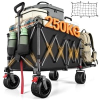 Cărucior pliabil YEAUPE PRO, 260 L, 250 kg, cărucior de teren pentru plajă cu roți late de 17 cm, 13 kg, pentru grădină, cumpărături și activități în aer liber 1
