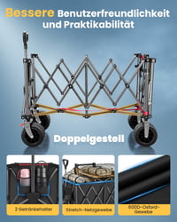 Cărucior pliabil YEAUPE PRO, 260 L, 250 kg, cărucior de teren pentru plajă cu roți late de 17 cm, 13 kg, pentru grădină, cumpărături și activități în aer liber 5