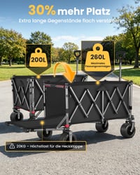 Cărucior pliabil YEAUPE PRO, 260 L, 250 kg, cărucior de teren pentru plajă cu roți late de 17 cm, 13 kg, pentru grădină, cumpărături și activități în aer liber 3