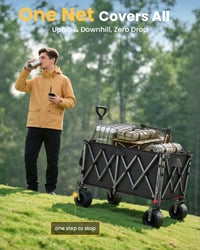Skladací ručný vozík YEAUPE PRO XXL 260 l, nosnosť 250 kg – dvojitá predná brzda, výsuvná ložná plocha, na pláž a kempovanie, čierny 7