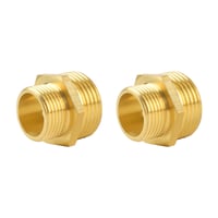 Mosadzná redukčná spojka YEAUPE PRO G3/4" - G1" (Ø 25,7 mm x 32,5 mm) s vonkajším závitom, vrátane teflónovej tesniacej pásky, 2 ks šesťhranných dvojitých vsuviek 3