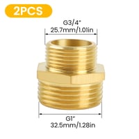 Mosadzná redukčná spojka YEAUPE PRO G3/4" - G1" (Ø 25,7 mm x 32,5 mm) s vonkajším závitom, vrátane teflónovej tesniacej pásky, 2 ks šesťhranných dvojitých vsuviek 2