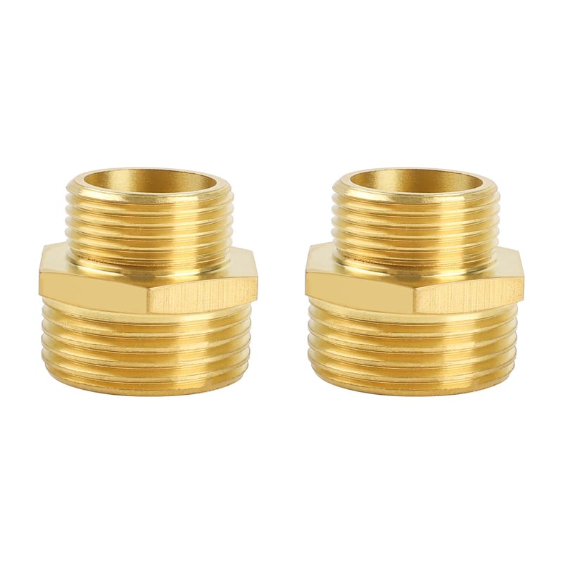 Mosadzná redukčná spojka YEAUPE PRO G3/4" - G1" (Ø 25,7 mm x 32,5 mm) s vonkajším závitom, vrátane teflónovej tesniacej pásky, 2 ks šesťhranných dvojitých vsuviek