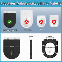 WC sedadlo YEAUPE PRO v tvare D, s pomalým sklápaním, 3D kosoštvorcový vzor, čierne, polypropylén, krátka verzia 2