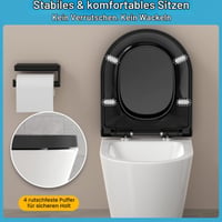 WC sedadlo YEAUPE PRO v tvare D, s pomalým sklápaním, 3D kosoštvorcový vzor, čierne, polypropylén, krátka verzia 9