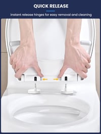 Capac WC YEAUPE PRO cu închidere lentă, oval, 44,6 x 37,2 cm, alb, cu funcție de eliberare rapidă și balamale reglabile, plastic 5