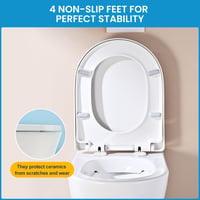 YEAUPE WC sedadlo s pomalým sklápaním a funkciou Quick Release, tvar D, 45x36x5 cm, jednoduchá montáž, nosnosť 175 kg, montážna šablóna 6