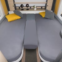 YedZen set plahti za kamper iz 3 dijela - 2x (70x190cm-85x210cm) + 1x (35x130cm-50x145cm), elastični rub od 360°, 97% pamuk, siva, za stražnji krevet u kamp kućici 1