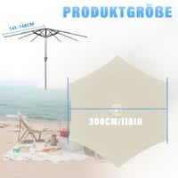 Husă de schimb pentru umbrelă de soare YedZen, 3 m, cu 6 spițe, 300 cm, protecție UV, pentru umbrelă de grădină 2