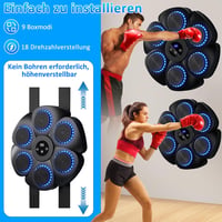 Yeelan Elektronikus Boxzsák LED Fénnyel, 9 Funkció, 18 Sebesség, Bluetooth, Falra Szerelhető 7