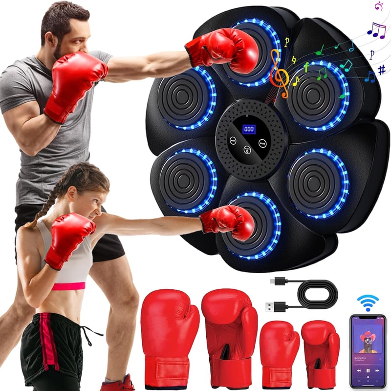 Yeelan Elektronikus Boxzsák LED Fénnyel, 9 Funkció, 18 Sebesség, Bluetooth, Falra Szerelhető