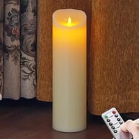 Lumânare LED Yeelida cu telecomandă, ceară naturală, fitil mobil - fildeș - 10x35 cm 1