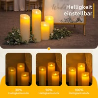 Lumânare LED Yeelida cu telecomandă, ceară naturală, fitil mobil - fildeș - 10x35 cm 6