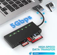 Cititor de carduri 7 în 1 Yeemie Pro USB 3.0 USB-C pentru SD, TF, microSD, CF, MS, MMC, XD, 5 Gbps, suportă 5 carduri simultan 3