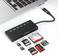 Cititor de carduri 7 în 1 Yeemie Pro USB 3.0 USB-C pentru SD, TF, microSD, CF, MS, MMC, XD, 5 Gbps, suportă 5 carduri simultan 1