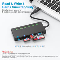 Cititor de carduri 7 în 1 Yeemie Pro USB 3.0 USB-C pentru SD, TF, microSD, CF, MS, MMC, XD, 5 Gbps, suportă 5 carduri simultan 7