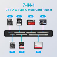 Cititor de carduri 7 în 1 Yeemie Pro USB 3.0 USB-C pentru SD, TF, microSD, CF, MS, MMC, XD, 5 Gbps, suportă 5 carduri simultan 2