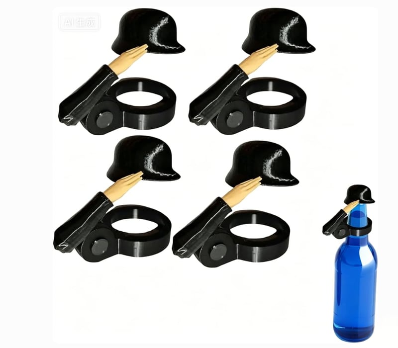 yeeplo Cască de soldat Dop de bere 4 buc - Set de capace militare pentru sticle de bere, Dopuri decorative pentru sticle de bere (Varianta B)