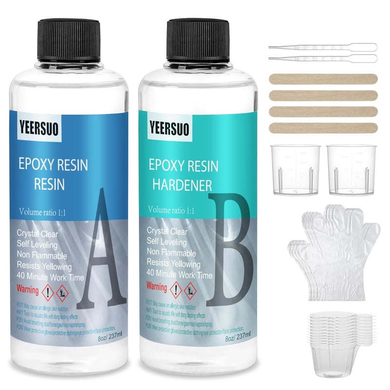 YEERSUO Epoxy Resin 474ml Gyanta Keményítővel Átlátszó DIY Ékszer Fa Műalkotás
