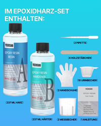 YEERSUO Epoxy Resin 474ml Gyanta Keményítővel Átlátszó DIY Ékszer Fa Műalkotás 6