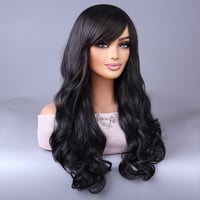 YEESHEDO hosszú hullámos fekete paróka 80cm frufruval cosplay jelmezhez 3