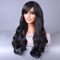 YEESHEDO hosszú hullámos fekete paróka 80cm frufruval cosplay jelmezhez 4