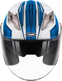 YEMA YM-627 Vintage Nyitott Bukósisak Motorkerékpárhoz és Robogóhoz - Dupla Napellenzős, ECE Tanúsított, Fekete-Zöld, Unisex 6