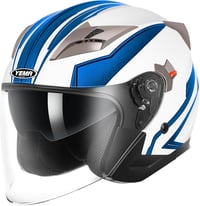 YEMA YM-627 Vintage Nyitott Bukósisak Motorkerékpárhoz és Robogóhoz - Dupla Napellenzős, ECE Tanúsított, Fekete-Zöld, Unisex 1