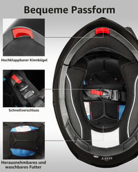 Cască moto modulară YEMA YM-926 cu barbie rabatabilă, vizieră dublă și ochelari de soare integrați, omologată ECE, negru mat, mărimea L 6