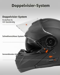 Cască moto modulară YEMA YM-926 cu barbie rabatabilă, vizieră dublă și ochelari de soare integrați, omologată ECE, negru mat, mărimea L 3