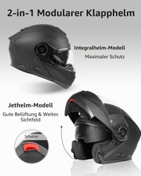 Cască moto modulară YEMA YM-926 cu barbie rabatabilă, vizieră dublă și ochelari de soare integrați, omologată ECE, negru mat, mărimea L 2