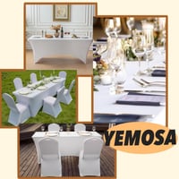 Yemosa set de 2 fețe de masă din spandex alb pentru mese de 122 cm (4 picioare) – Față de masă elastică, lavabilă și fără cute, pentru expoziții și nunți 6