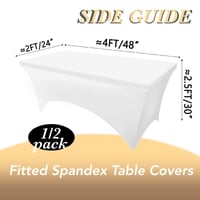 Yemosa set de 2 fețe de masă din spandex alb pentru mese de 122 cm (4 picioare) – Față de masă elastică, lavabilă și fără cute, pentru expoziții și nunți 2