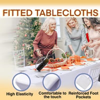 Yemosa set de 2 fețe de masă din spandex alb pentru mese de 122 cm (4 picioare) – Față de masă elastică, lavabilă și fără cute, pentru expoziții și nunți 5
