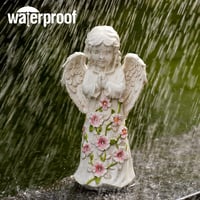 Yeomoo Angyalszobor Kerti Dekoráció - 6 LED Napelemes Világítással, Vízálló Gyanta Figura, 24,5 cm, Kézzel Készített Kültéri Dísz Udvarba, T 7