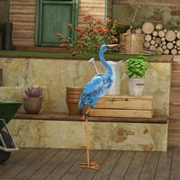 Yeomoo Kék Fém Daru Szobor - Kézzel Festett Kerti Dekoráció 96 cm - Időjárásálló Madár Figura Kertbe, Erkélyre, Nappaliba - Egyedi Ajándék 6
