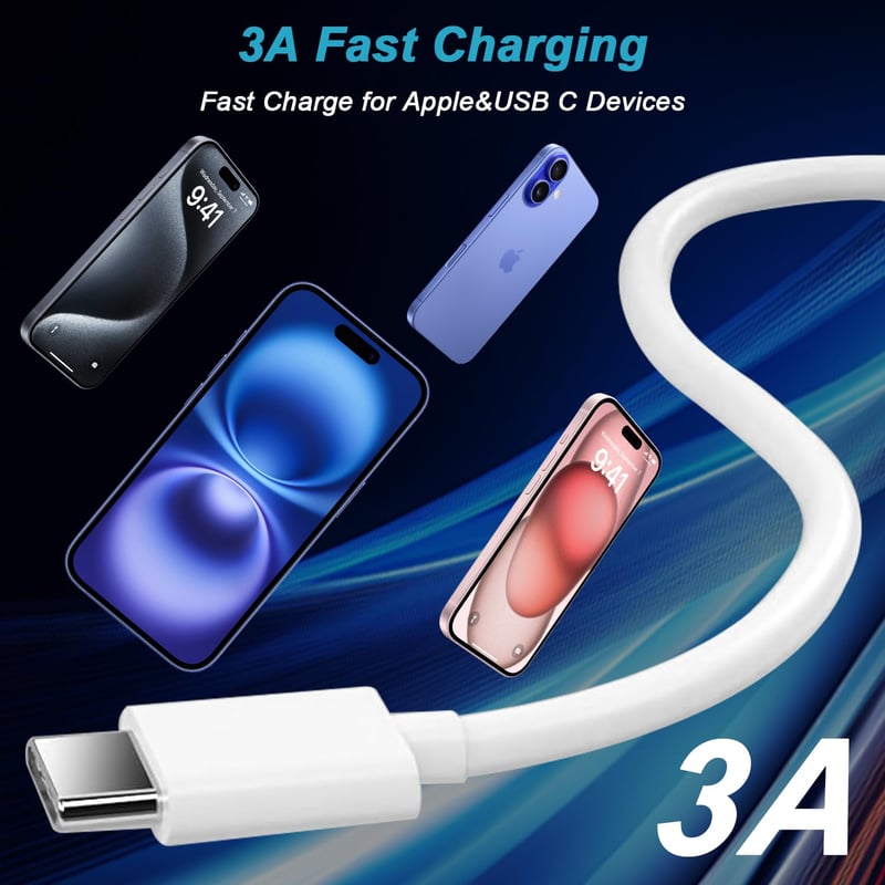 YEONPHOM USB-C kábel 1m iPhone 17 16 15 CarPlay töltéshez iPad Pro kompatibilis