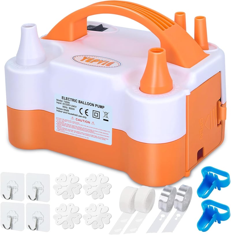 YEPVIE 600W Elektromos Léggömb Pumpa Dupla Fúvókával és Girland Készlettel