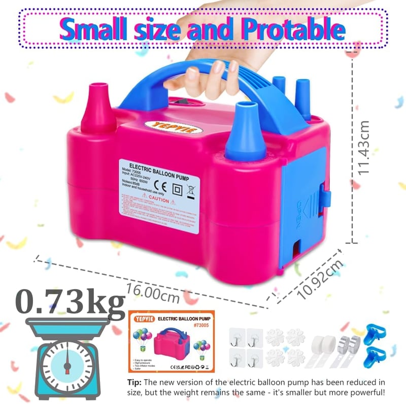 YEPVIE 600W Elektromos Léggömb Pumpa Dupla Fúvókával és 14 Garland Szett - pink