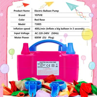 YEPVIE 600W Elektromos Léggömb Pumpa Dupla Fúvókával és 14 Garland Szett - pink 3