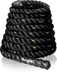 Yes4All Battle rope tréningové lano s ochranným obalom 9, 12, 15 m, 38, 50 mm, oceľový držiak a popruh, poly-dacron 1