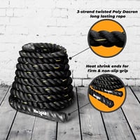 Yes4All Battle rope tréningové lano s ochranným obalom 9, 12, 15 m, 38, 50 mm, oceľový držiak a popruh, poly-dacron 2