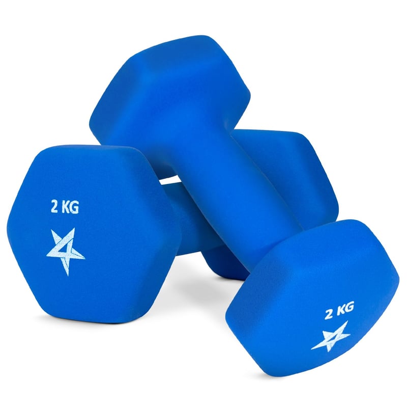 Yes4All šesťhranné neoprénové činky – 2 kg, modré