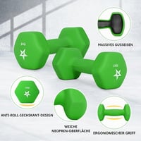 Yes4All Neoprénové činky pár 3 kg – zelené, silový tréning, domáca posilňovňa, fitness, joga, pilates 3