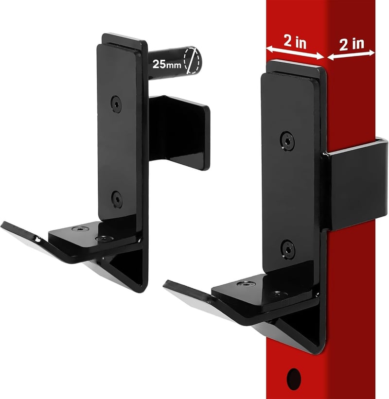 Držiaky na činku Yes4All UHFC v tvare J pre 5x5 cm (2x2") oceľový power rack, s ochranou UHMW pre domáce posilňovne